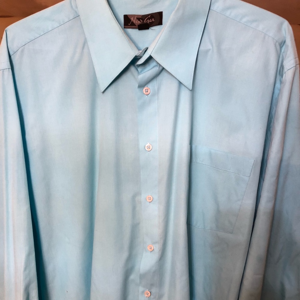 Men’s teal blue long sleeve dress shirt